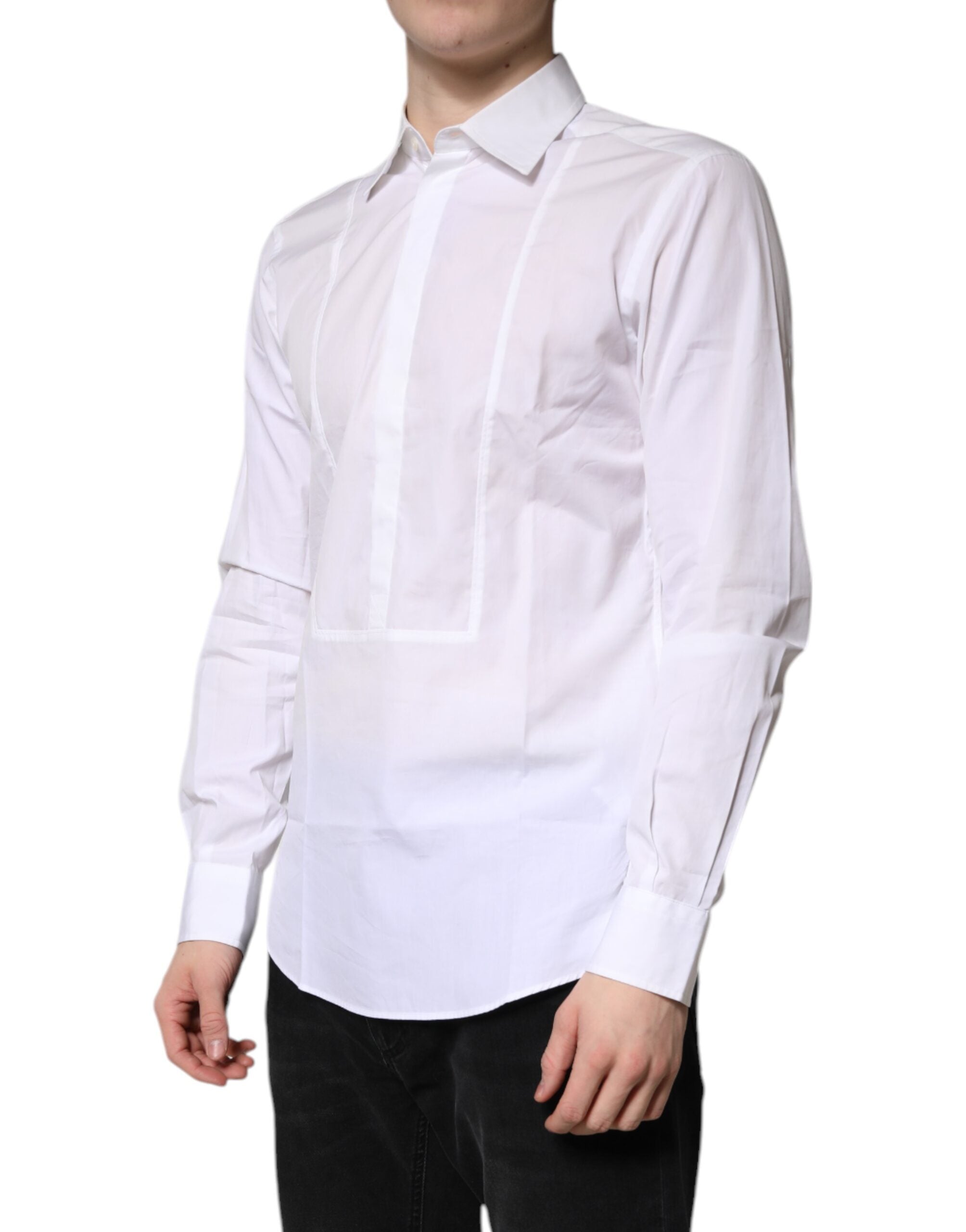 Dolce & Gabbana White Cotton Collared Shirt Formal Shirt